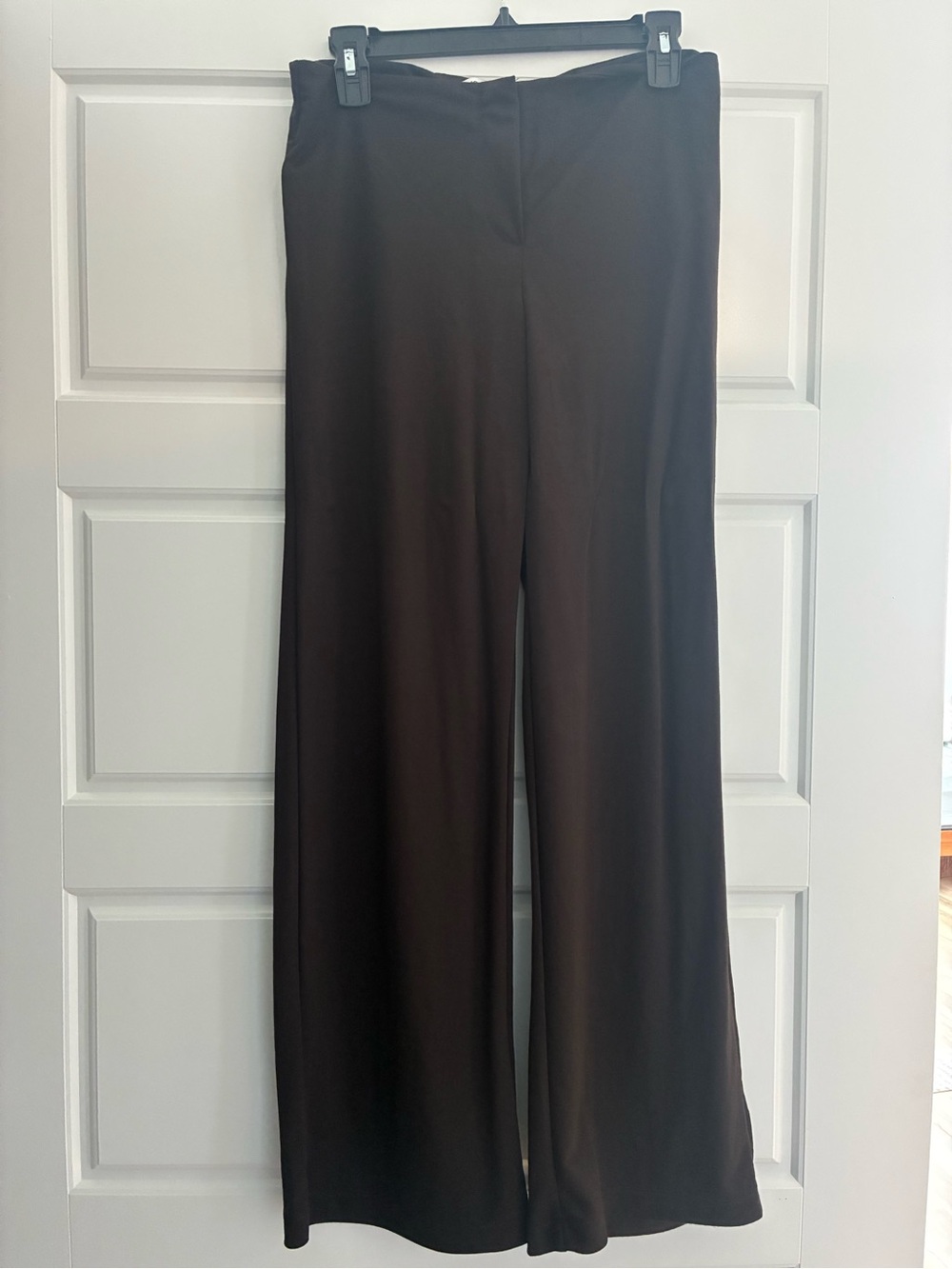 Mango Wide-Leg Dress Trousers in Dark Brown